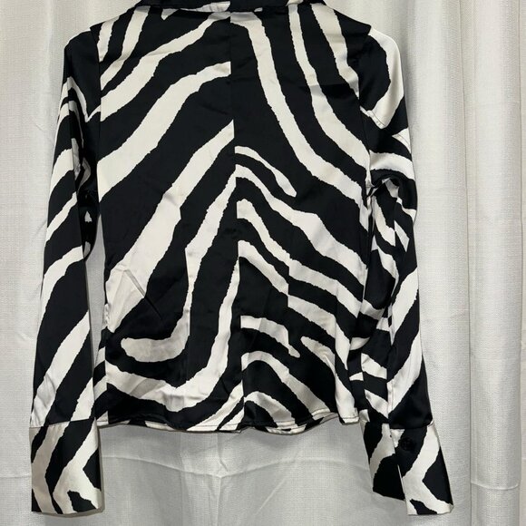 Sergio Hudson Zebra Print Blouse Black & White, Size XXS. - Picture 3 of 3